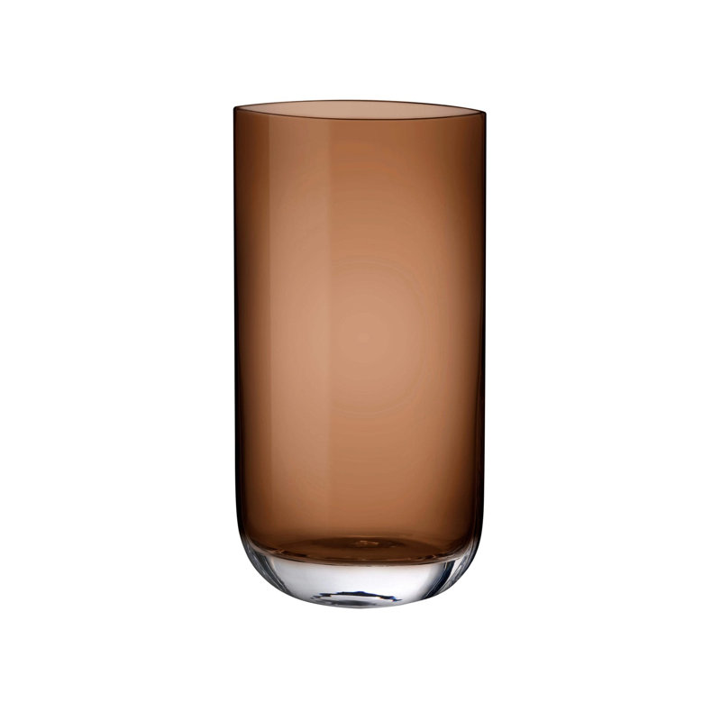 Blade Handmade Lead Free Crystal Table Vase, Caramel, overall height- 15.75"