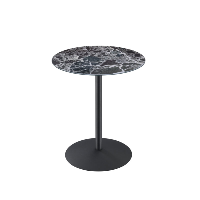 Table de bout Circa 17,5 po avec plateau en marbre texturé Circa, Noir, Noir