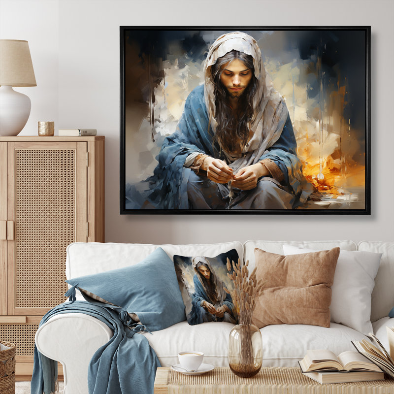 Reproduction d'art sur toile, "Salah", Cadre flottant noir, 16" H x 32" W