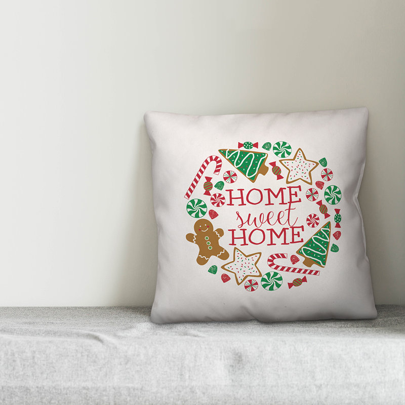  Housse de coussin Home Sweet Home, 16 po x 1 po, Polyester/ Bourre en polyester