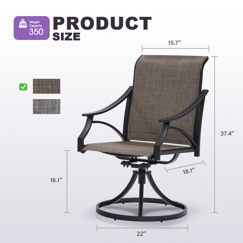 Fauteuil de patio pivotant Hesson, Noir / taupe