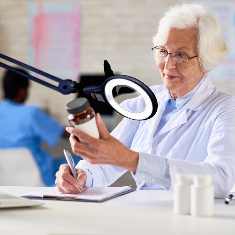Lightview Pro 33 in. Adjustable Swing Arm Integrated 2.25X Magnifying LED Desk Clamp Lamp, Black