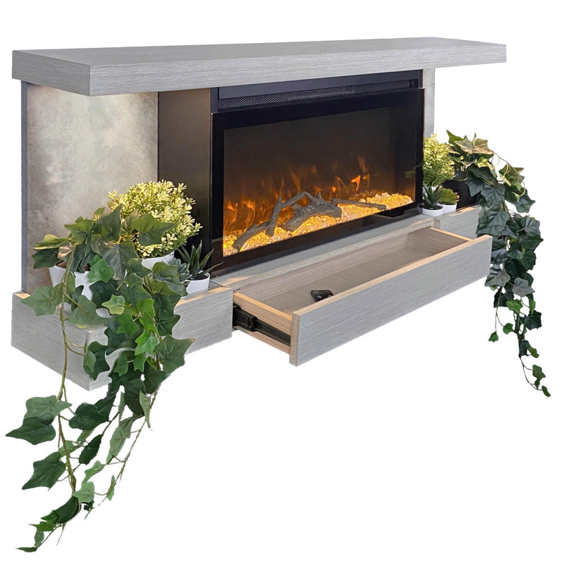 48'' W Gray Electric Electric Fireplace Mantel with 5000 BTU