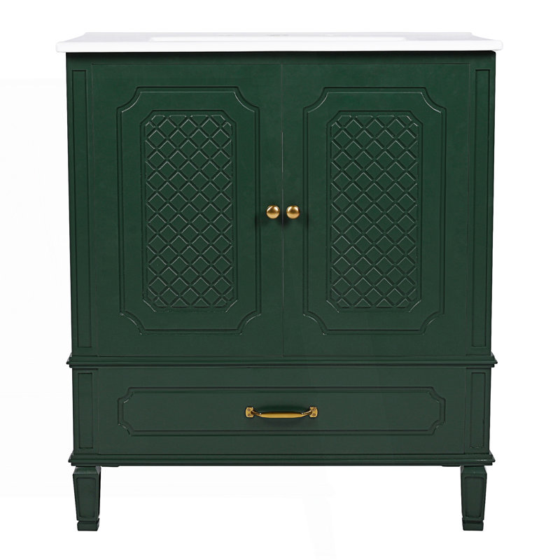 Meuble-lavabo de style rétro avec lavabo, Vert