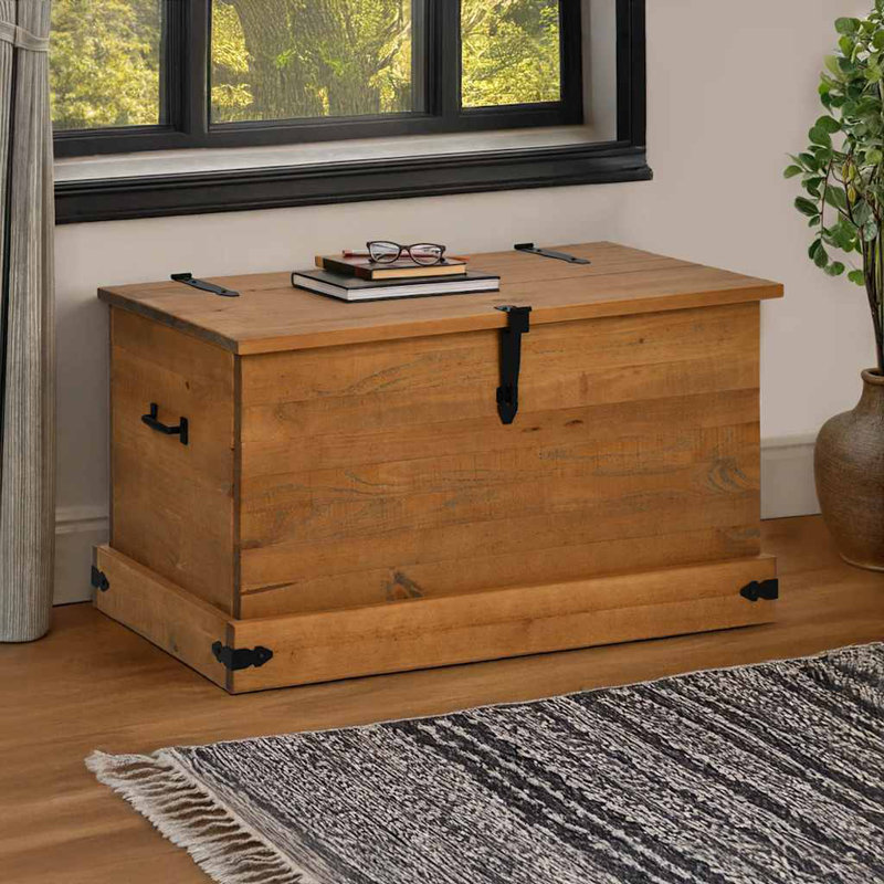 Coffre de rangement en bois de pin massif brun moyen Vidaxl