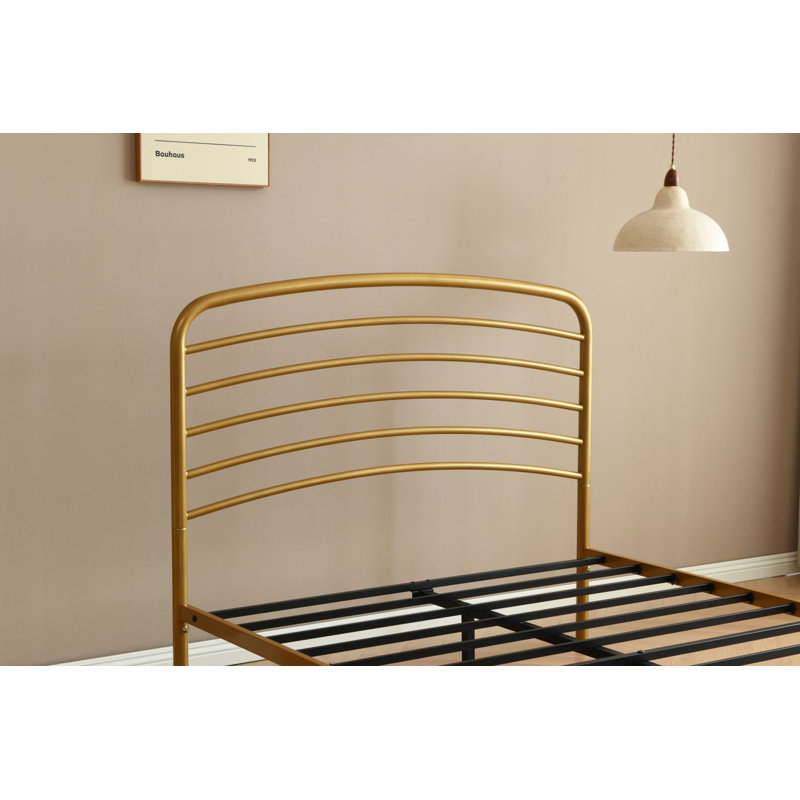 Sierrea Metal Platform Bed, Gold, Queen