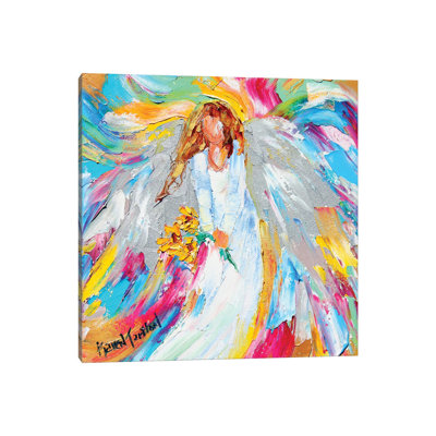 Angel And Sunflowers by Karen Tarlton - Wrapped Canvas Painting