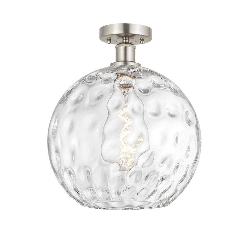 Plafonnier semi-encastré 1 lumière Cindi, H 13,63 po x l 12 po x P 12 po, Nickel satiné brossé