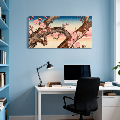 Landscape & Nature Cherry Blossom Branches Against Sunset Sky