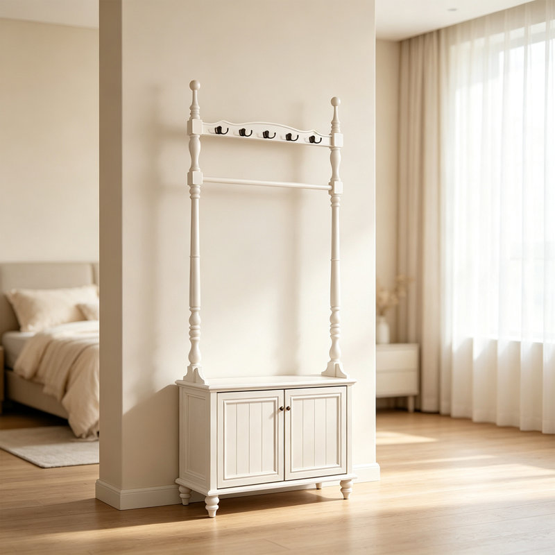 Portemanteau autoportant en pin blanc