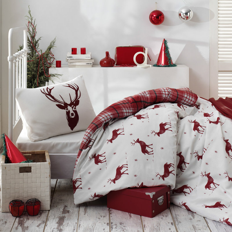 Bemis Animal Print Duvet Cover Set with Pillowcases Included, Red, 140 x 200cm Duvet Cover + 1 Pillowcase (60 x 60)