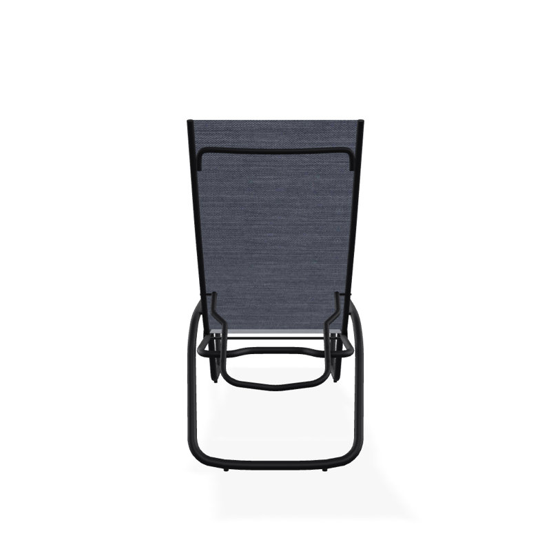 Outdoor Rust-Resistant Metal Chaise Lounge, Textured Black, Augustine Denim