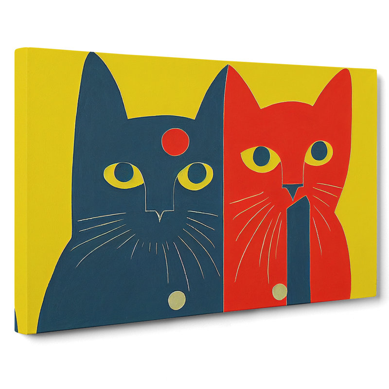 Two Abstract Cats Vol.2 - Wrapped Canvas, 40cm H x 60cm W x 3cm D