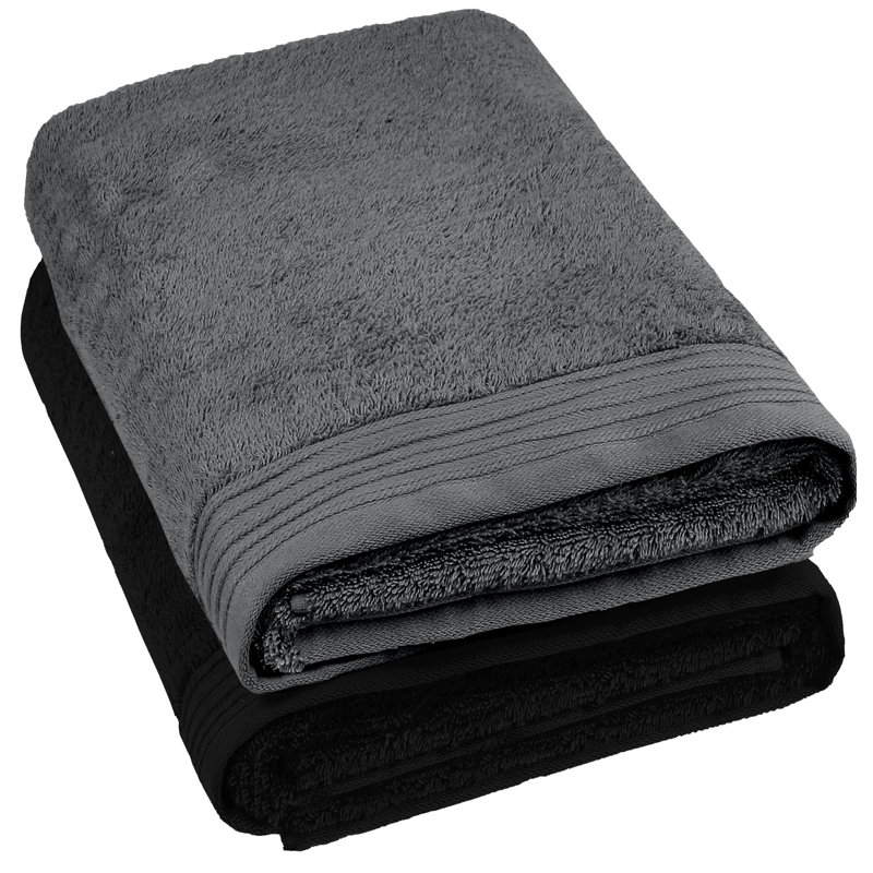 Lorena Midweight Bath Sheet, Dark Gray/Black