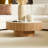 35.43" W Round Sintered Stone and Manufactured Wood Coffee Table with Pedestal Base-2074942726-2074942725