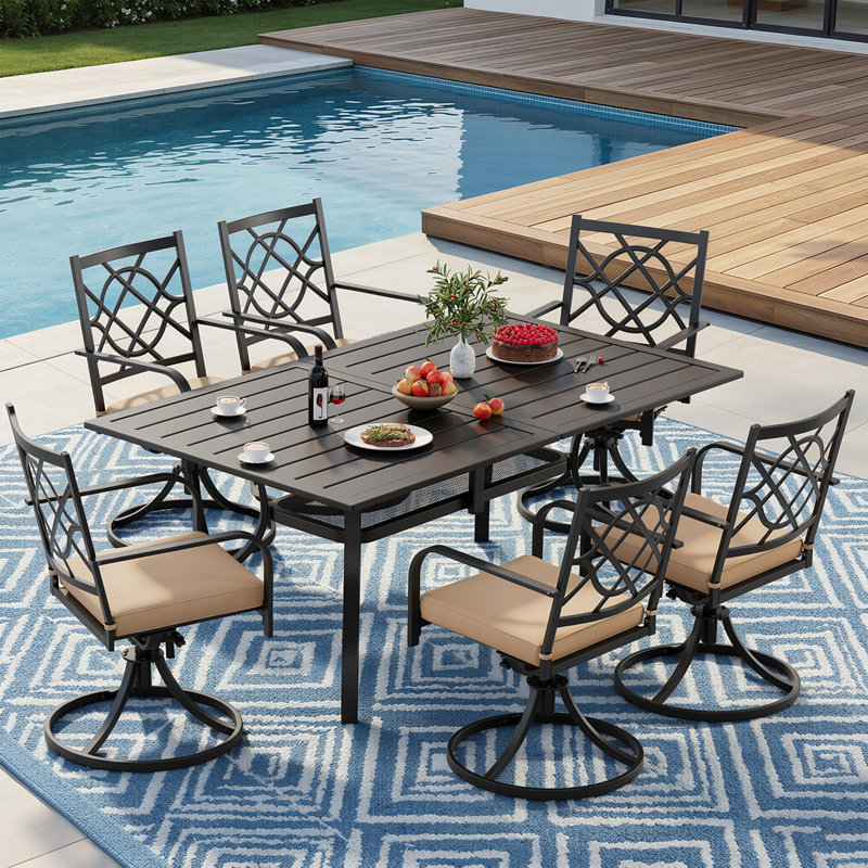 6 - Person Rectangular Outdoor Dining Set with Cushions