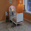 Structure de lit plateforme simple en métal avec tête de lit légère et rembourrée, tablettes de rangement escamotables pour enfants, blanc-839563457