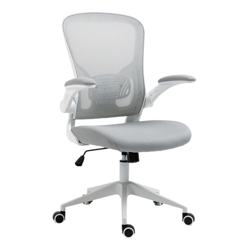 Height-adjustable Breathable Backrest Office Chair With Padded Seat And Armrests, Suitable For Home Offices, Gray
