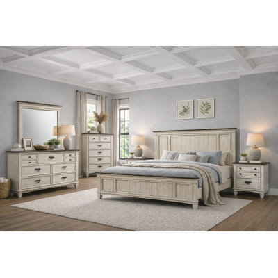 Classic Panel Bedroom Set in Cream Finish