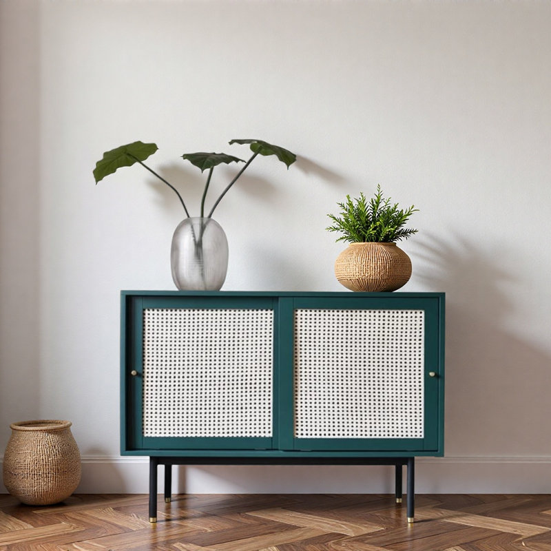 Petit buffet d'appoint en osier de luxe, 31.5" H x 47.27" W x 15.75" D