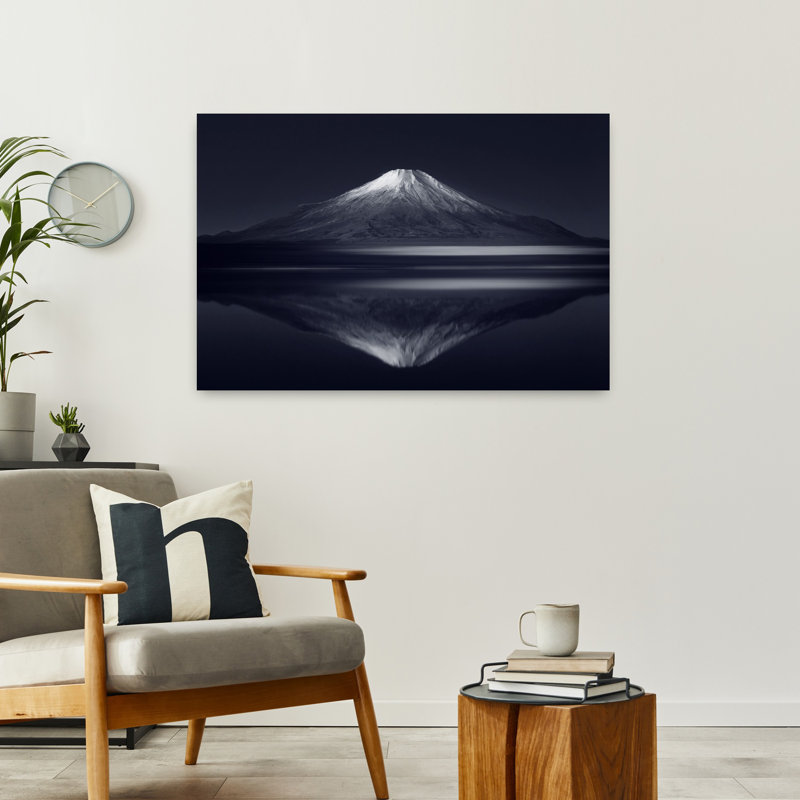 Art contemporain, paysage de montagne paisible et serein tranquille, H 24 po x l 36 po