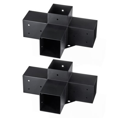 Pergola Bracket Kit 4''x4'', 2pcs 4-Way Heavy Duty Corner Bracket Woodworks DIY Post Base Kit, Easy Installation Wooden Beams for Gazebos, Patio Pergolas, Log Cabin Outdoor Pergola Hardware
