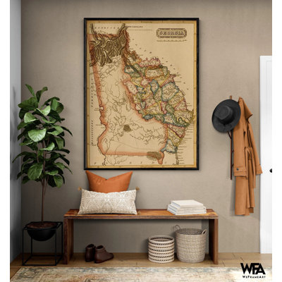 Géorgie, carte du comté de Géorgie, impression de l'affiche de carte antique, carte des États-Unis