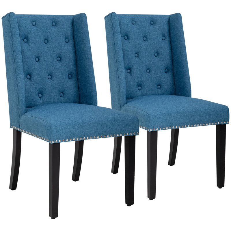 Chaise d'appoint capitonnée Dibiase, Bleu