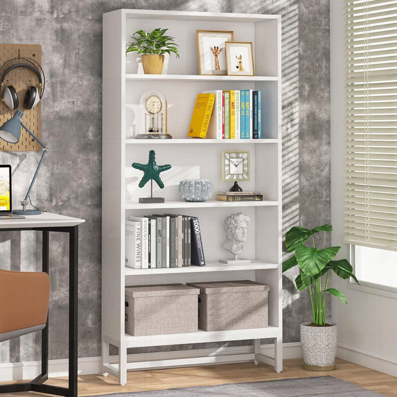 Organisateur de bibliothèque robuste à cinq niveaux, White