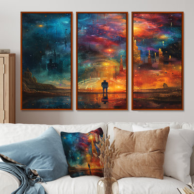 «Wanderer In Distant Urban Land - Space Paysages», ensemble d'art mural