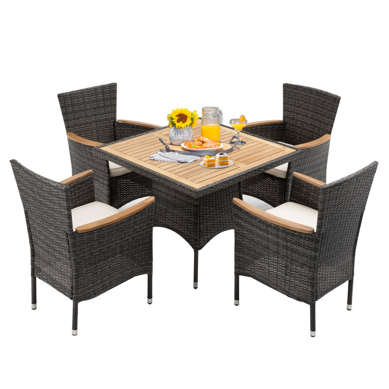 Adrista 4 - Person Square Outdoor Dining Set with Cushions, Gray