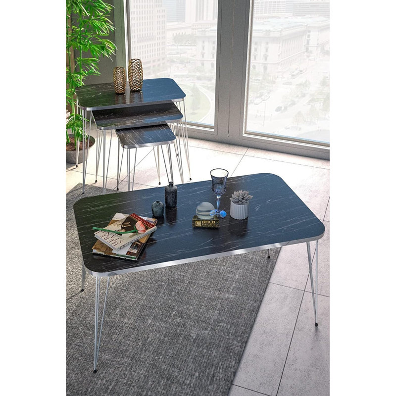 Burkley 35cm Console Table, Black Marble