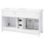 Meuble-lavabo 60 po avec lavabo double en résine, 3 tiroirs et 4 portes (2 avec tablettes à double couche), pieds en bois massif, fermeture en douceur