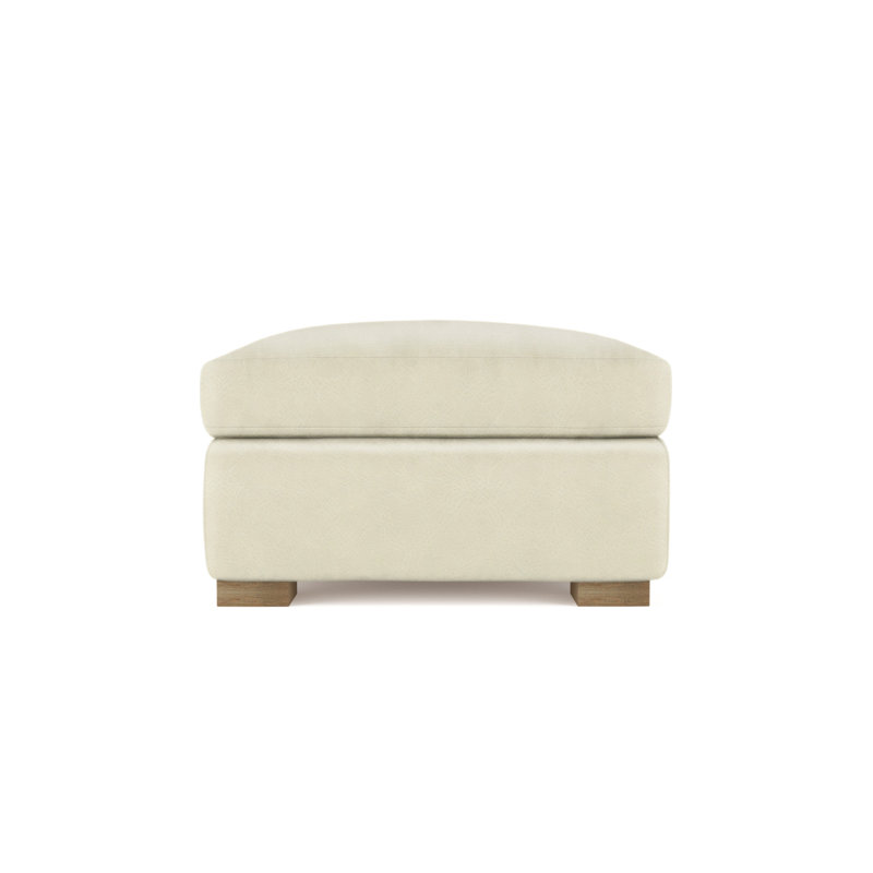 Horatio Upholstered Ottoman, Weathered, Vintage Leather Alabaster
