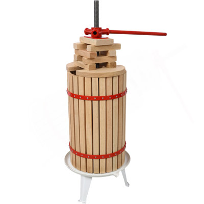 Fruit Wine Press - 100% Nature Apple&Grape&Berries Crusher Manual Juice Maker For Kitchen, Solid Wood Basket With 8 Blocks Cider Heavy Duty Wine Making Press (7.9 Gallon)