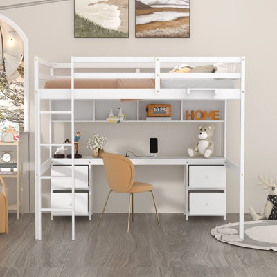 Hilel Kids Full Loft Bed with Drawers
