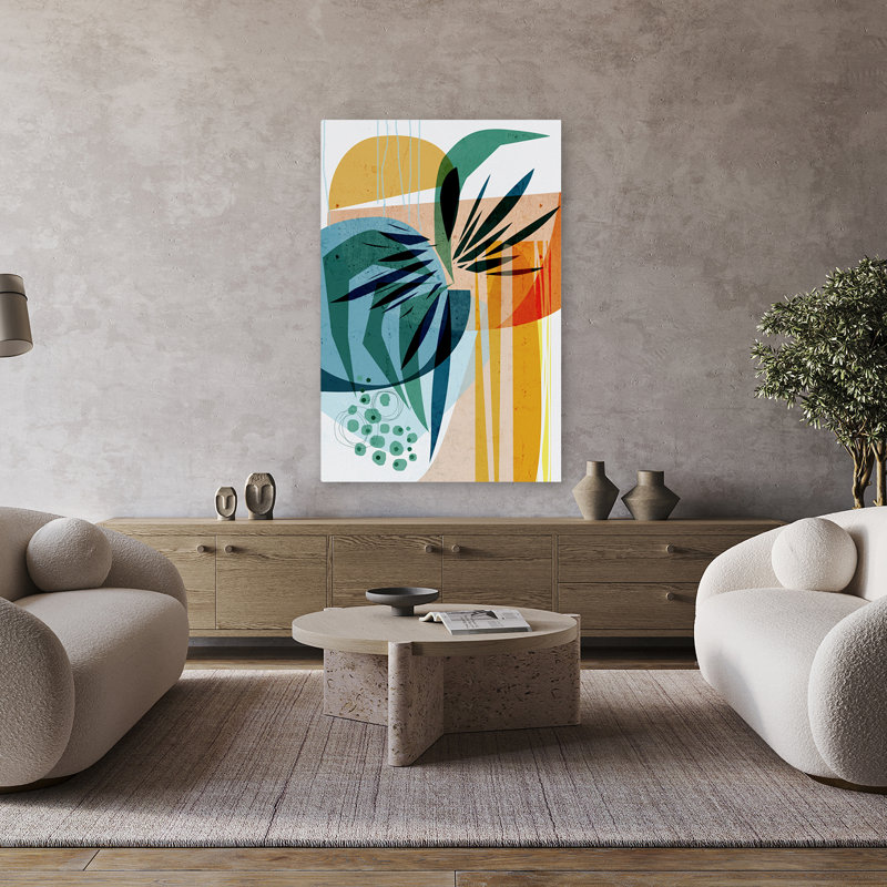Été tropiques - Abstrait floral et nature morte, art tropical, H 48 po x l 32 po