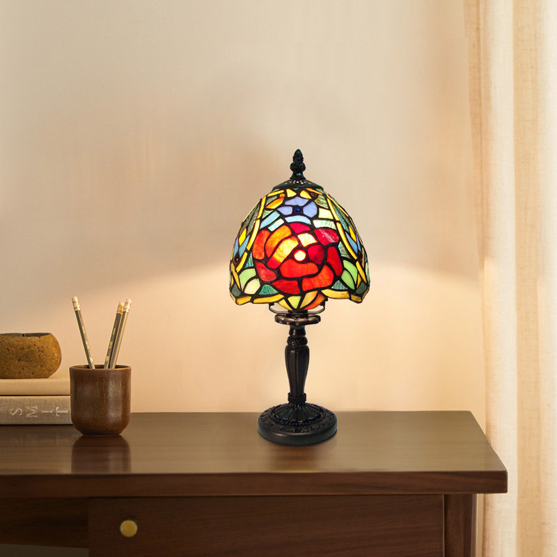 Mini lampe de table style Tiffany - Rose