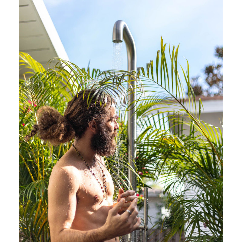 Pulsar 01 Freestanding Outdoor Shower with Hand Shower, PVD Brushed Copper