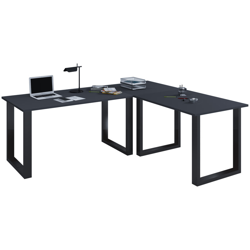 Rickesha Stainless Steel Writing Desk, 76cm H x 130cm W x 50cm D, Black