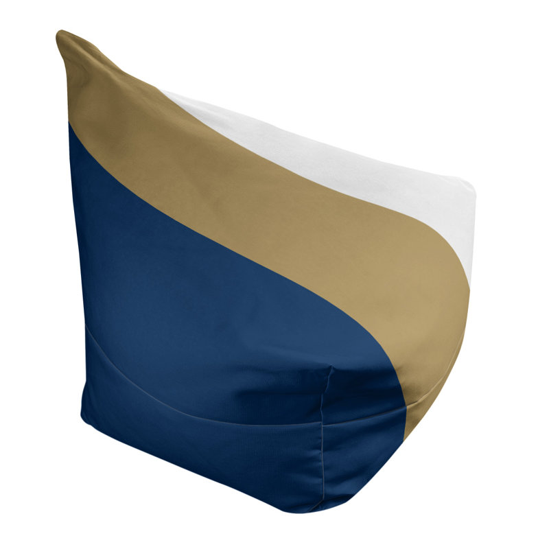 Bean Bag Chair & Lounger, 31" x 38" x 42", Navy Blue/Gold/White