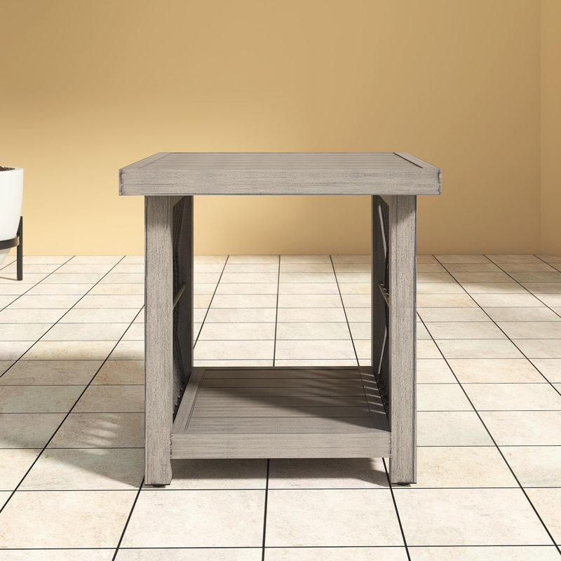 Table d'appoint carrée à 2 niveaux avec rangement intérieur / extérieur