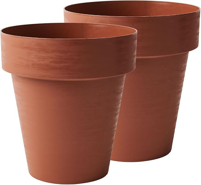 Lark Manor™ Recyclable Planter Pot, Large (2 Pack), Clay, 12.8" H x 11.8" W x 12.8" D