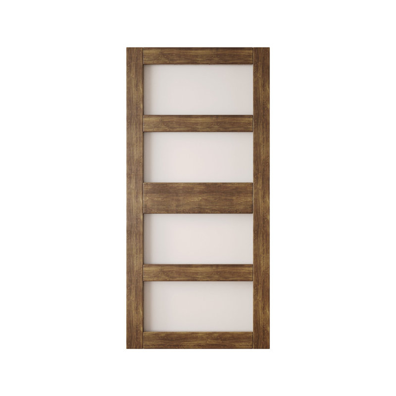 Porte de grange non assemblée et fini en verre noyer foncé 42 po x 84 po Homacer Homacer, usage intérieur seulement