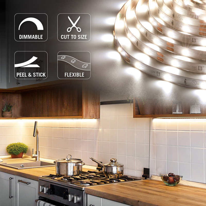 RibbonFlex Pro, 12 V, 5 000 K, 30 DEL / M, IP20, 10 M de bande de lumière pour dessous de meuble, 32,8 pi, 5000K