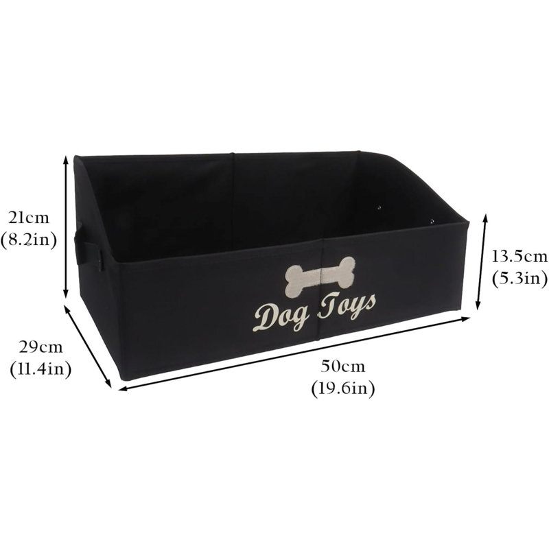 Large Dog Toy Basket Collapsible Dog Toy Box Fabric Trapezoid Dog Toy Bin Storage For Organizing Pet Toys/Blankets/Leashes/Rope Toys/Clothing-Can Be Personalized