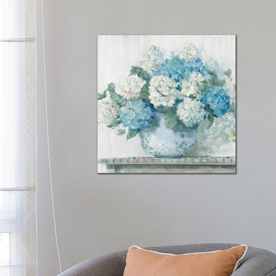 Blue Hydrangea Cottage Crop by Carol Rowan - Painting on Canvas