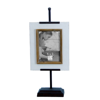 Cadre photo en bois blanc 19,2 po 5x7 avec support