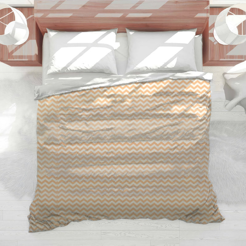 Édredon zigzag orange et blanc, Twin