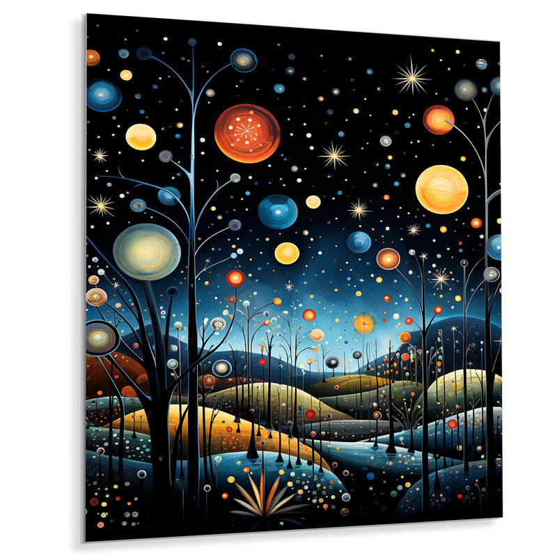 Cosmic Planets Dreams Landscape II - Art mural fantastique en métal, H 20 po x l 12 po x P 1 po